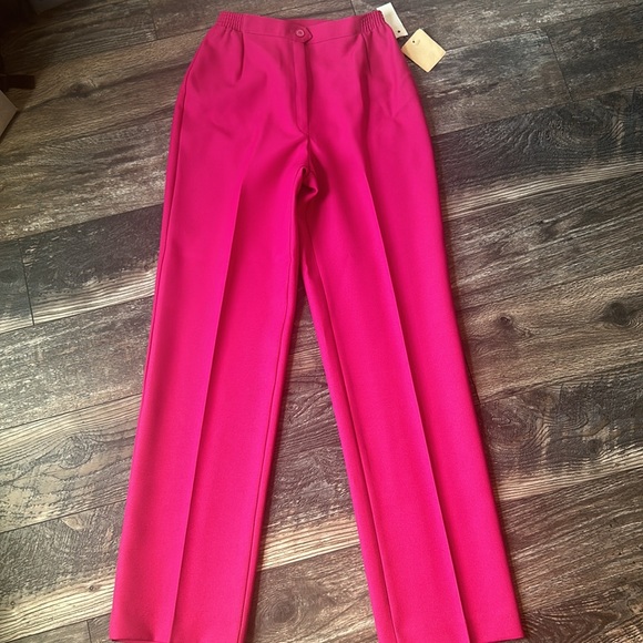 Leslie Fay Pants - Vintage 70/80s Leslie Fay Haberdashery Hot Pink Polyester Pants NWT